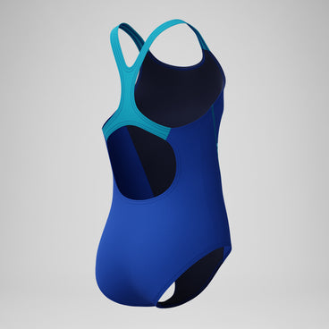 Girls Medley Logo Medalist Swimsuit Blue/Blue
