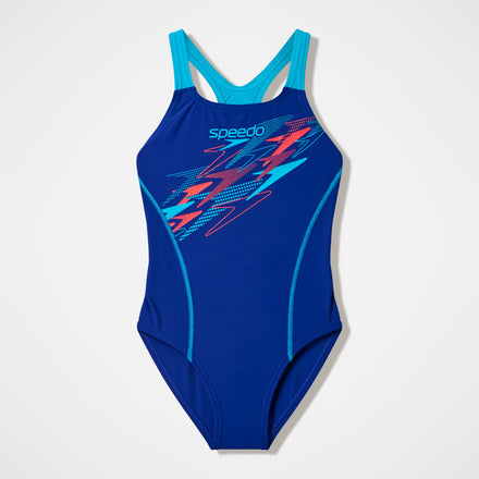 Girls Medley Logo Medalist Swimsuit Blue