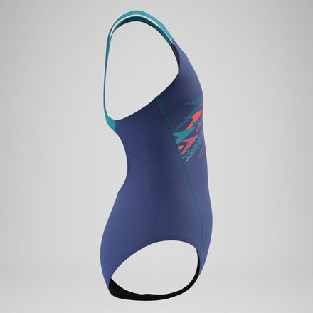 Girls Medley Logo Medalist Swimsuit Blue
