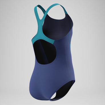 Girls Medley Logo Medalist Swimsuit Blue
