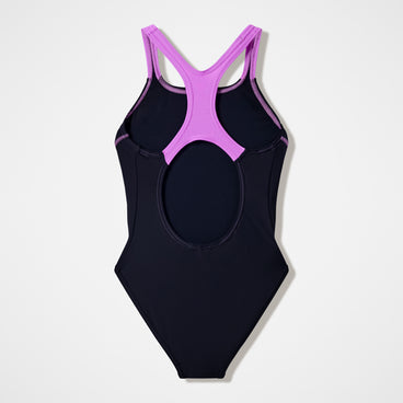 Girls Medley Logo Medalist Swimsuit Black/Pink