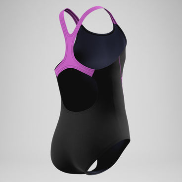 Girls Medley Logo Medalist Swimsuit Black/Pink