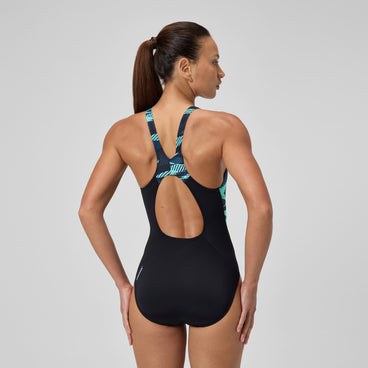 Women's HyberBoom Splice Muscleback Swimsuit DarkTeal/Green