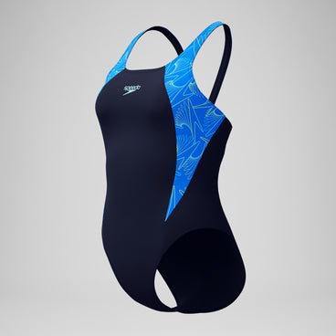 Women's Hyperboom Splice Muscleback Swimsuit Navy/Blue
