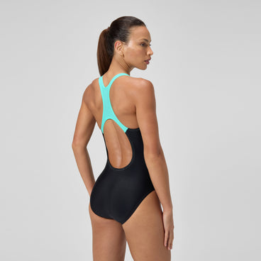Women's Medley Logo Swimsuit Black/Turquoise