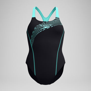 Women's Medley Logo Swimsuit Black/Turquoise