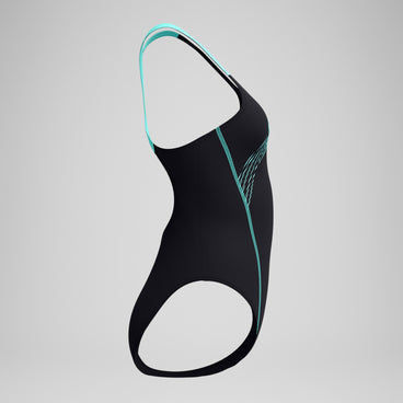 Women's Medley Logo Swimsuit Black/Turquoise