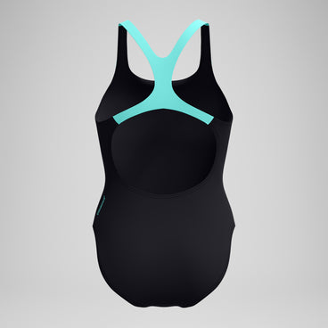 Women's Medley Logo Swimsuit Black/Turquoise