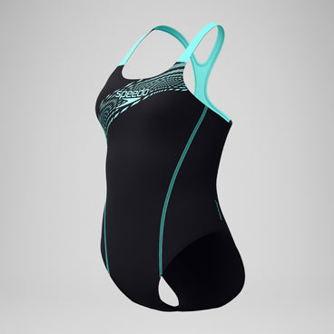 Women's Medley Logo Swimsuit Black/Turquoise