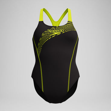 Women's Medley Logo Swimsuit Black/Yellow