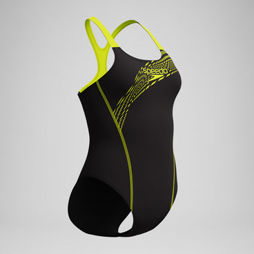 Women's Medley Logo Swimsuit Black/Yellow