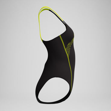 Women's Medley Logo Swimsuit Black/Yellow