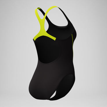 Women's Medley Logo Swimsuit Black/Yellow