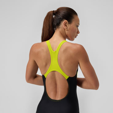Women's Medley Logo Swimsuit Black/Yellow