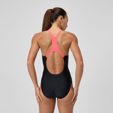 Women's Medley Logo Swimsuit Black/Coral