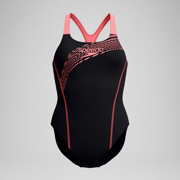 Women's Medley Logo Swimsuit Black/Coral