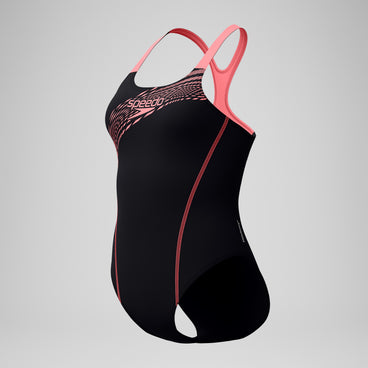 Women's Medley Logo Swimsuit Black/Coral