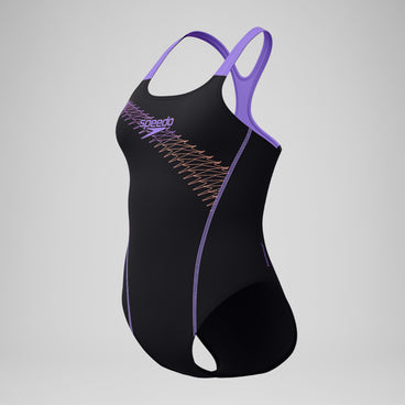 Women's Medley Logo Swimsuit Black/Peach