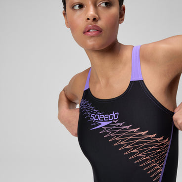 Women's Medley Logo Swimsuit Black/Peach