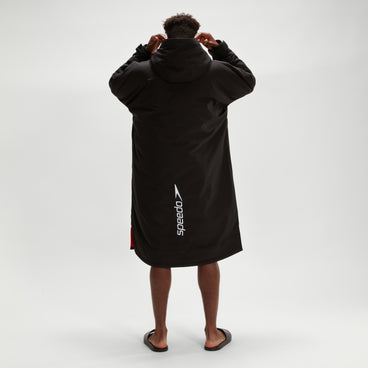Adult Long Sleeve Poncho Black/Red