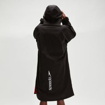 Adult Long Sleeve Poncho Black/Red