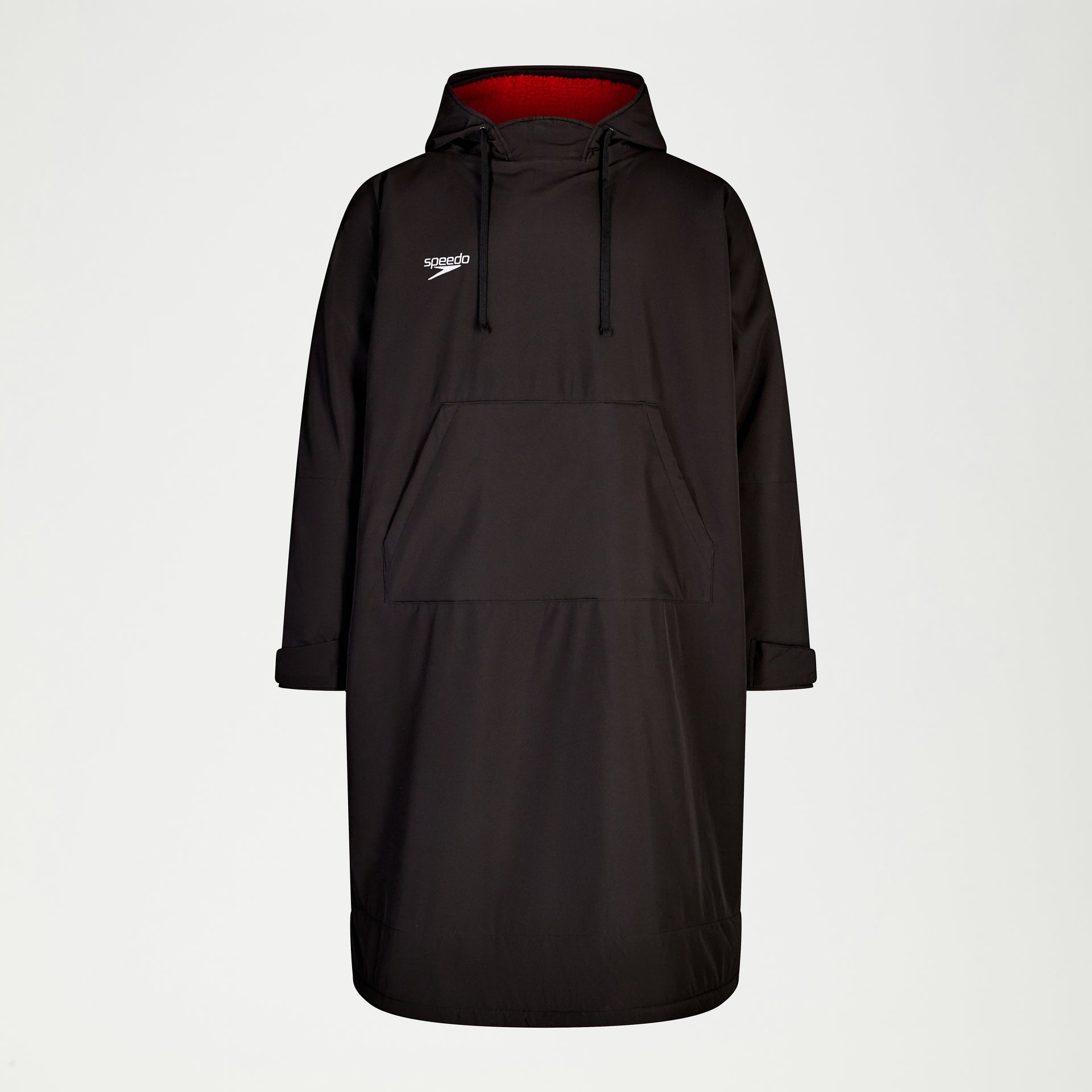 Long Sleeve Poncho Black Red