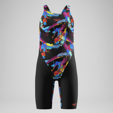 Girls Fastskin Endurance+ Max Printed Openback Kneeskin Black/Red