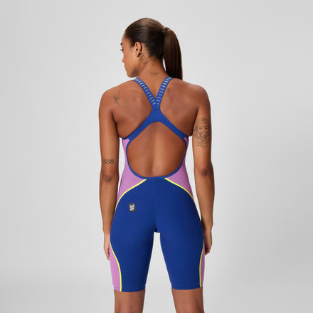 Women's Fastskin LZR Pure Intent 2.0 Openback Kneeskin Navy/Pink/Yellow
