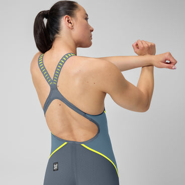 Women's Fastskin LZR Pure Intent 2.0 Openback Kneeskin Grey/Blue