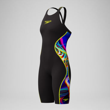 Women's Fastskin LZR Pure Intent 2.0 Openback Kneeskin Black/Yellow