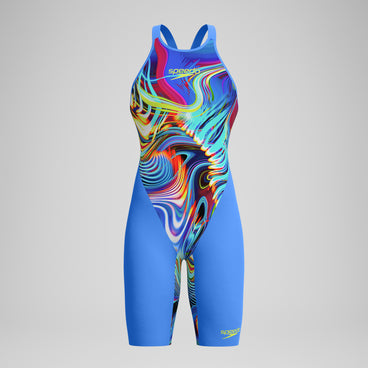 Women's Fastskin LZR Pure Valor 2.0 Openback Kneeskin Blue/Pink