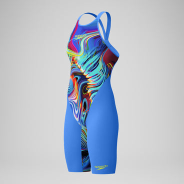 Women's Fastskin LZR Pure Valor 2.0 Openback Kneeskin Blue/Pink