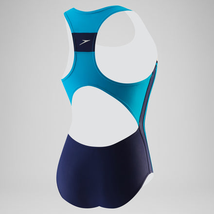 Girls Solid Infinity Splice One Piece Navy