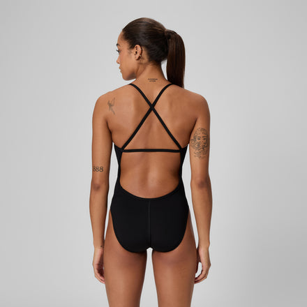 Women's Solid Crossback One Piece Black