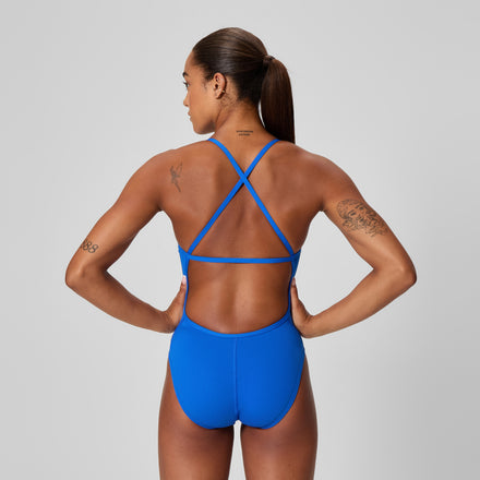 Women's Solid Crossback One Piece Blue