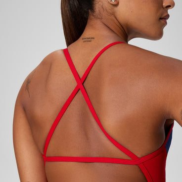 Women's Edge Splice Crossback One Piece Navy/Red