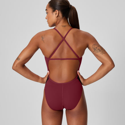 Women's Edge Splice Crossback One Piece Black