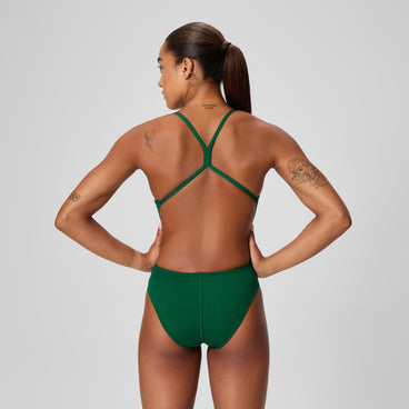 Women's Solid One Back One Piece Green