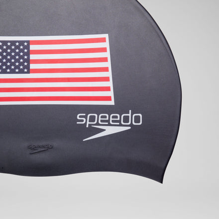 Adult USA Flag Silicone Cap Black