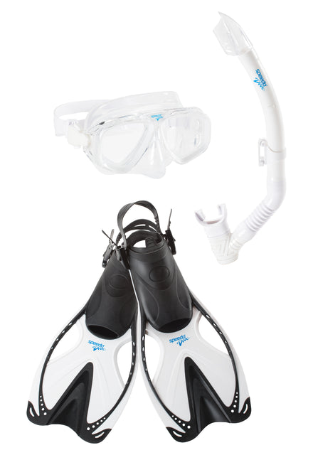 Unisex Adult Adventure Mask/Snorkel/Fin Set Black/Clear