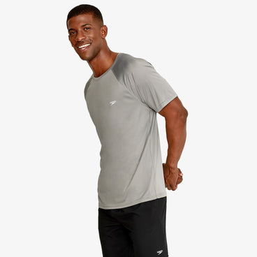 Men's Easy Solid Short Sleeve Swim Rashguard Gray
