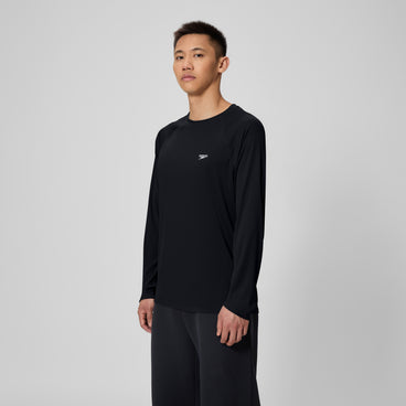 Men's Easy Solid Long Sleeve Swim Rashguard Black