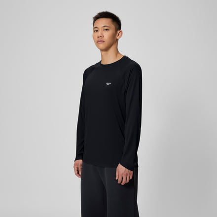 Men's Easy Solid Long Sleeve Swim Rashguard Black