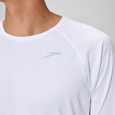 Men's Speedo Short Sleeve Swim Rashguard White
