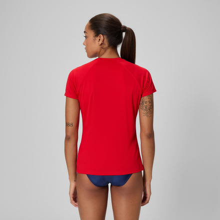 Women's Lifeguard Short Sleeve Swim Tee Red