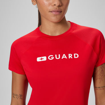 Women's Lifeguard Short Sleeve Swim Tee Red