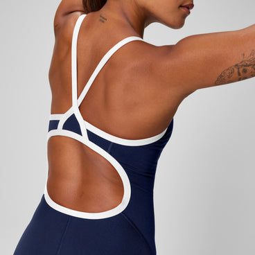 Women's Endurance+ Flyback Swimsuit Team Navy/White
