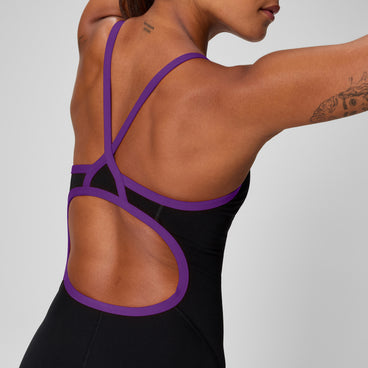 Women's Endurance+ Flyback Swimsuit Team Black/Purple