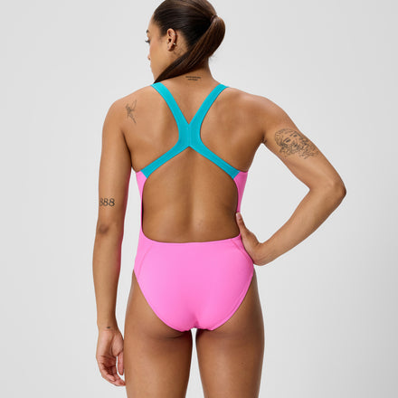 Women's Club Training Powerback Swimsuit Pink/Blue