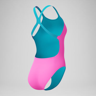 Women's Club Training Powerback Swimsuit Pink/Blue
